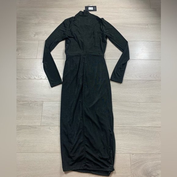 Fashion Nova Office Talk Slinky Long Sleeve Midi Dress - Black - Picture 5 of 13